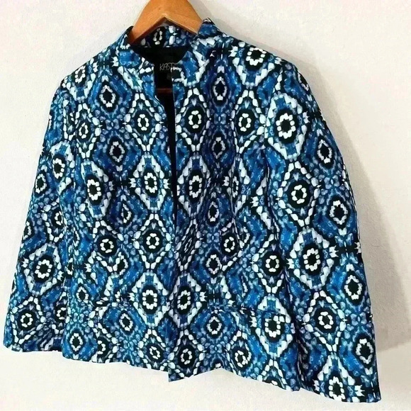 Kasper blue, black and white open front jacket - Picture 2 of 3